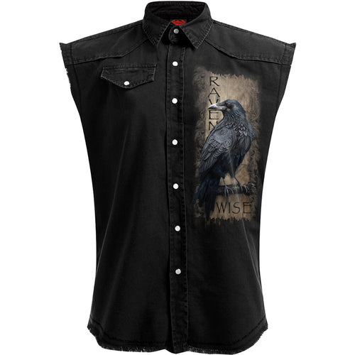 RAVEN WISE - Sleeveless Stone Washed Worker Black
