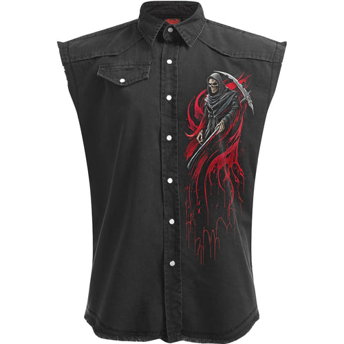 SCREAMING DEATH - Sleeveless Stone Washed Worker Black