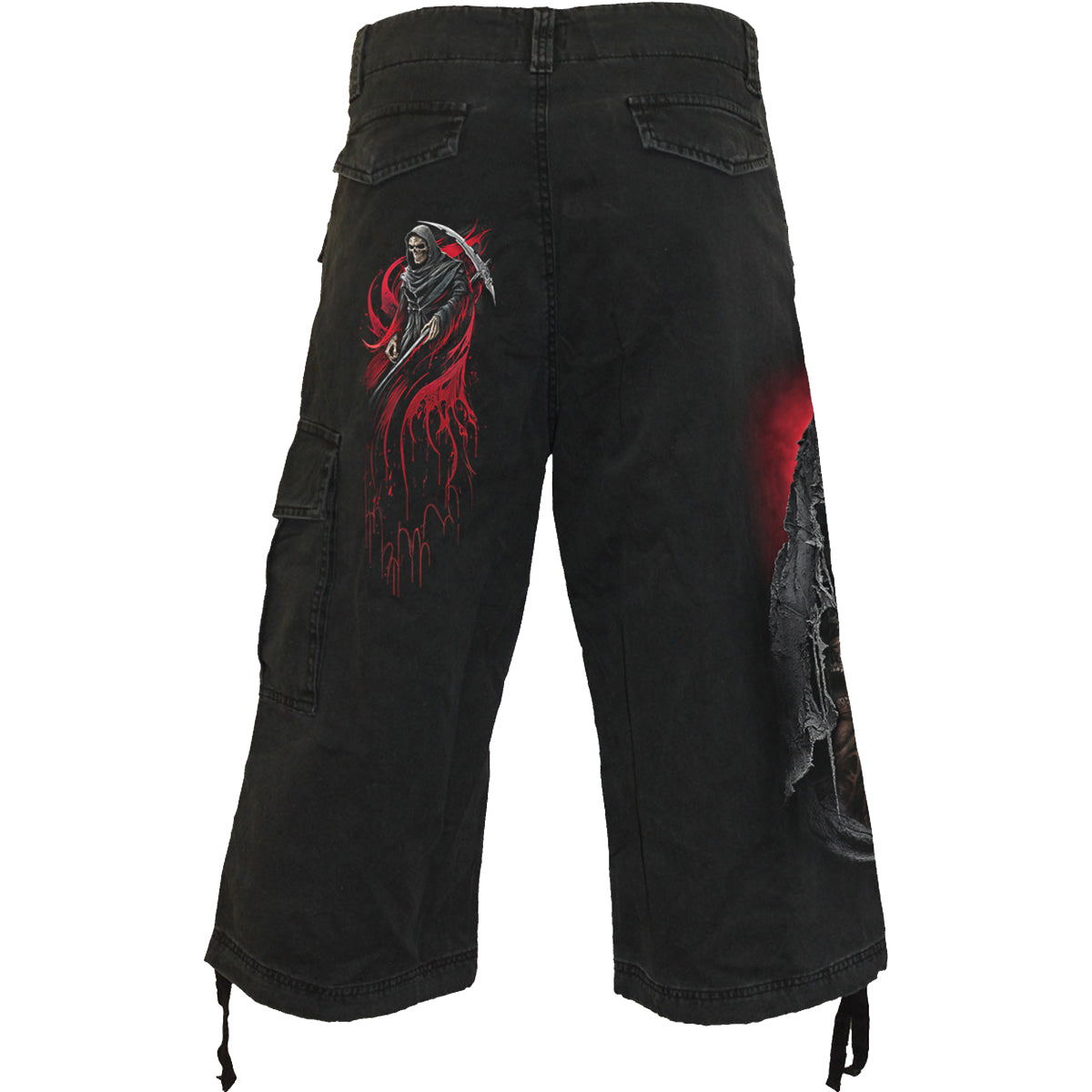 SCREAMING DEATH - Vintage Cargo Shorts 3/4 Long Black