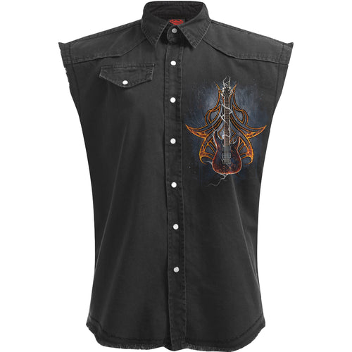 DEATH ROCKER - Sleeveless Stone Washed Worker Black