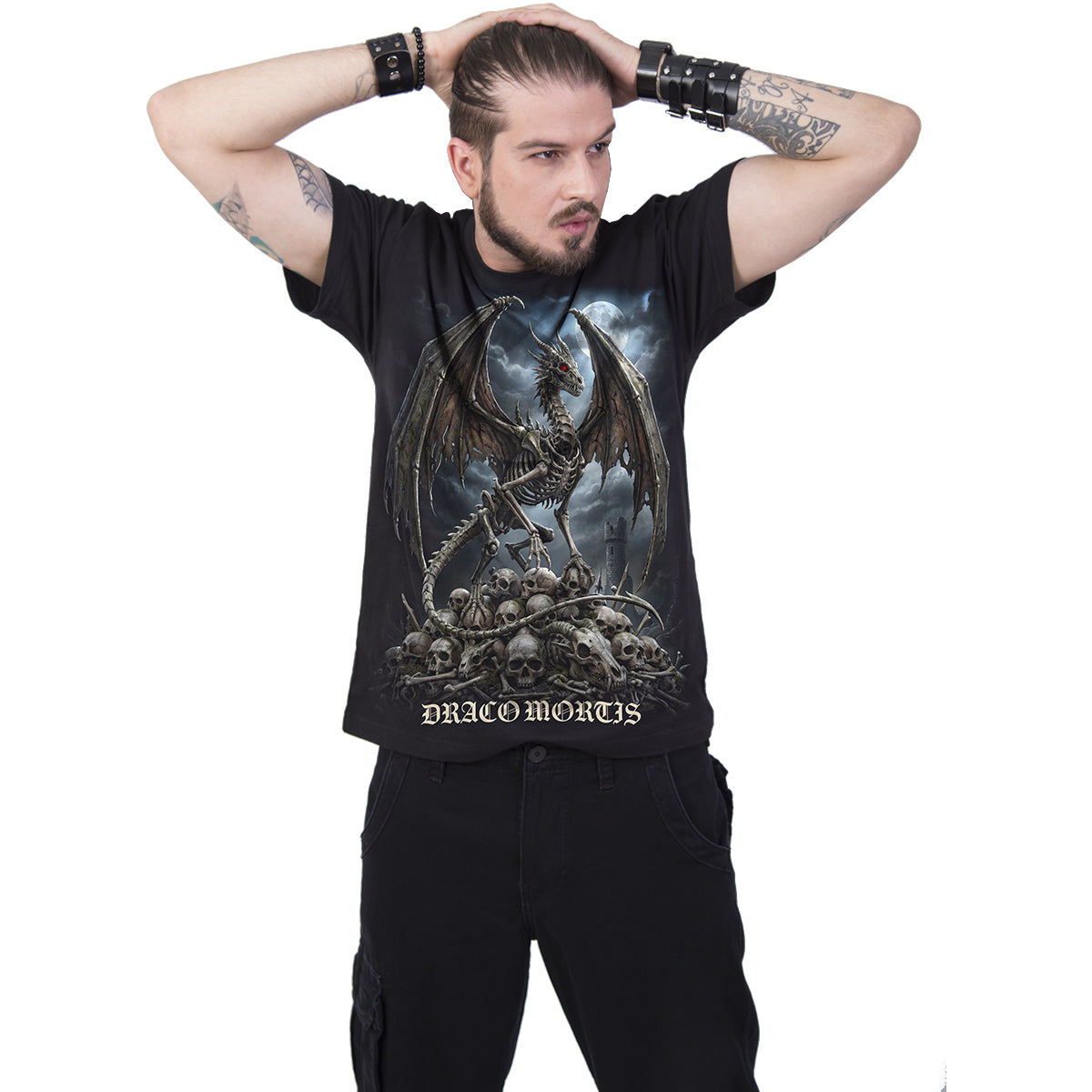 DRACO MORTIS - Front Print T-Shirt Black