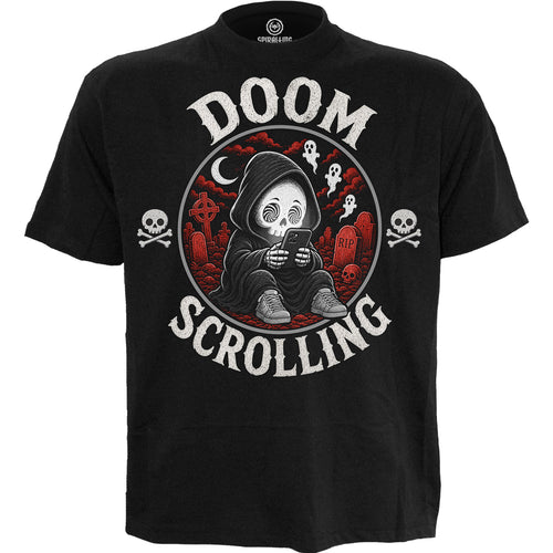 DOOM SCROLLING - Front Print T-Shirt Black