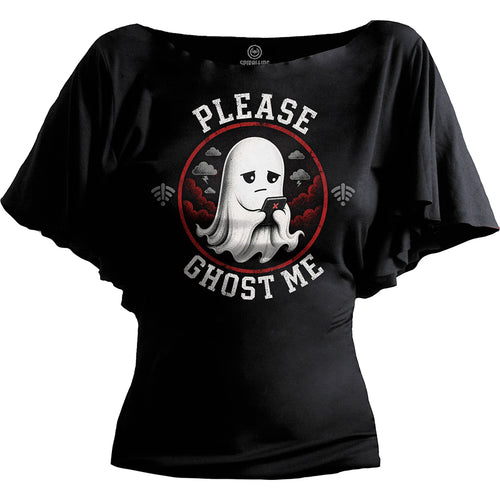 GHOST ME - Boat Neck Bat Sleeve Top Black