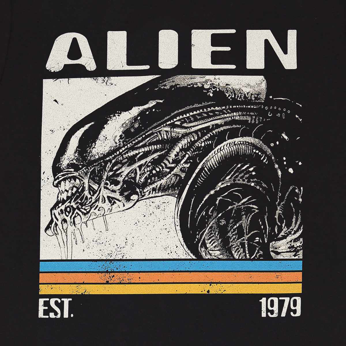 ALIEN - RETRO BARS - Front Print T-Shirt Black