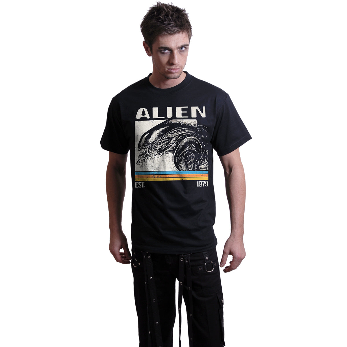 ALIEN - RETRO BARS - Front Print T-Shirt Black