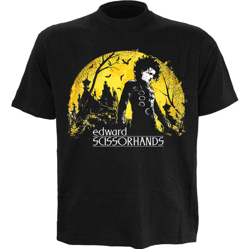 E SCISSORHANDS - MOONLIGHT - Front Print T-Shirt Black