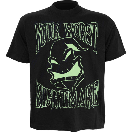 NIGHTMARE BEFORE CHRISTMAS - OOGIE BOOGIE GLOW IN THE DARK INK - Front Print T-Shirt Black