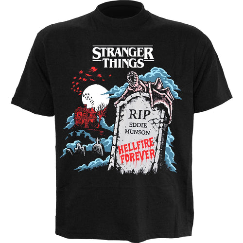 STRANGER THINGS - RIP EDDIE - Front Print T-Shirt Black