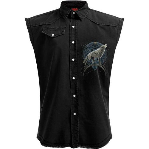CELTIC WOLF - Sleeveless Stone Washed Worker Black