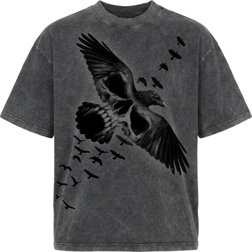 ACID CROW - Box T-Shirt Acid Wash Charcoal
