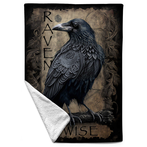 RAVEN WISE - Sherpa Fleece Blanket - Small