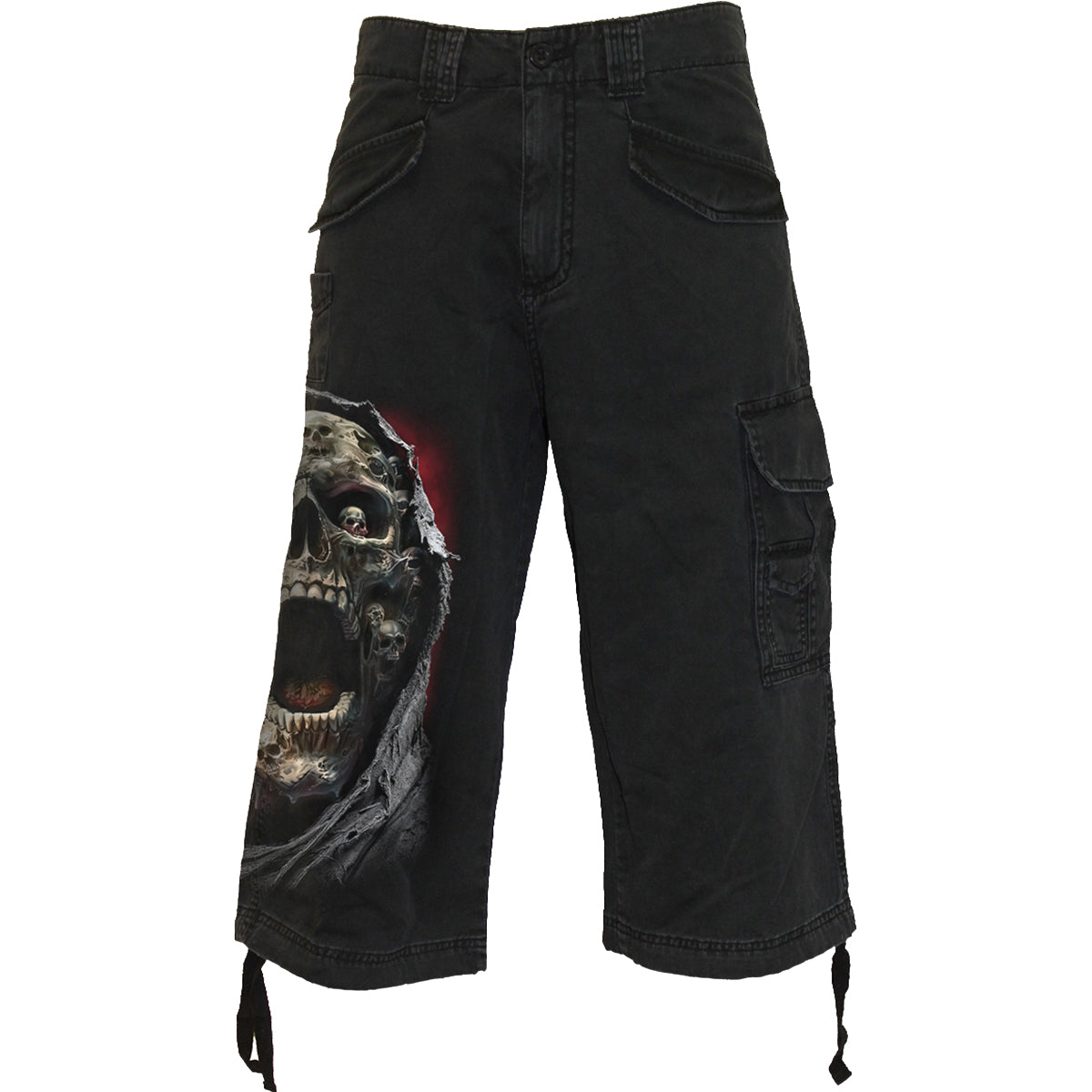 SCREAMING DEATH - Vintage Cargo Shorts 3/4 Long Black