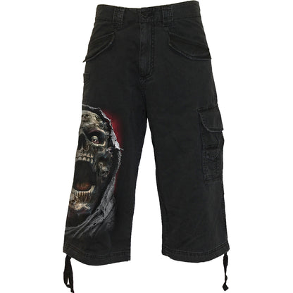 SCREAMING DEATH - Vintage Cargo Shorts 3/4 Long Black