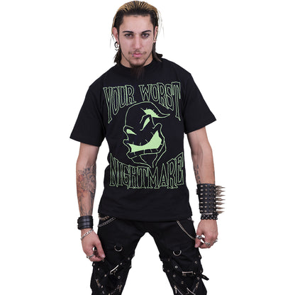 NIGHTMARE BEFORE CHRISTMAS - OOGIE BOOGIE GLOW IN THE DARK INK - Front Print T-Shirt Black
