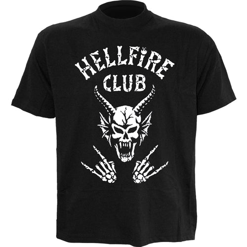 STRANGER THINGS - HFC CLUB - Front Print T-Shirt Black