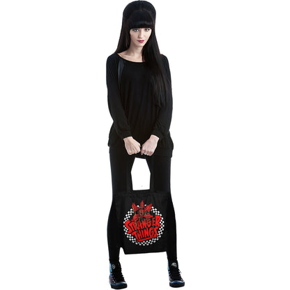 STRANGER THINGS - CHECKERED CIRCLE - Bag 4 Life - Canvas 80z Long Handle Tote Bag