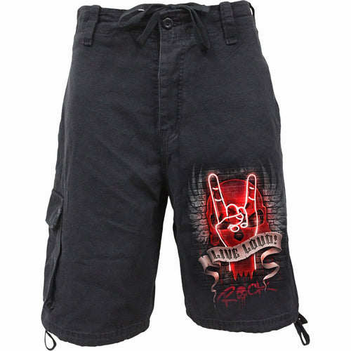 LIVE LOUD - Vintage Cargo Shorts Black