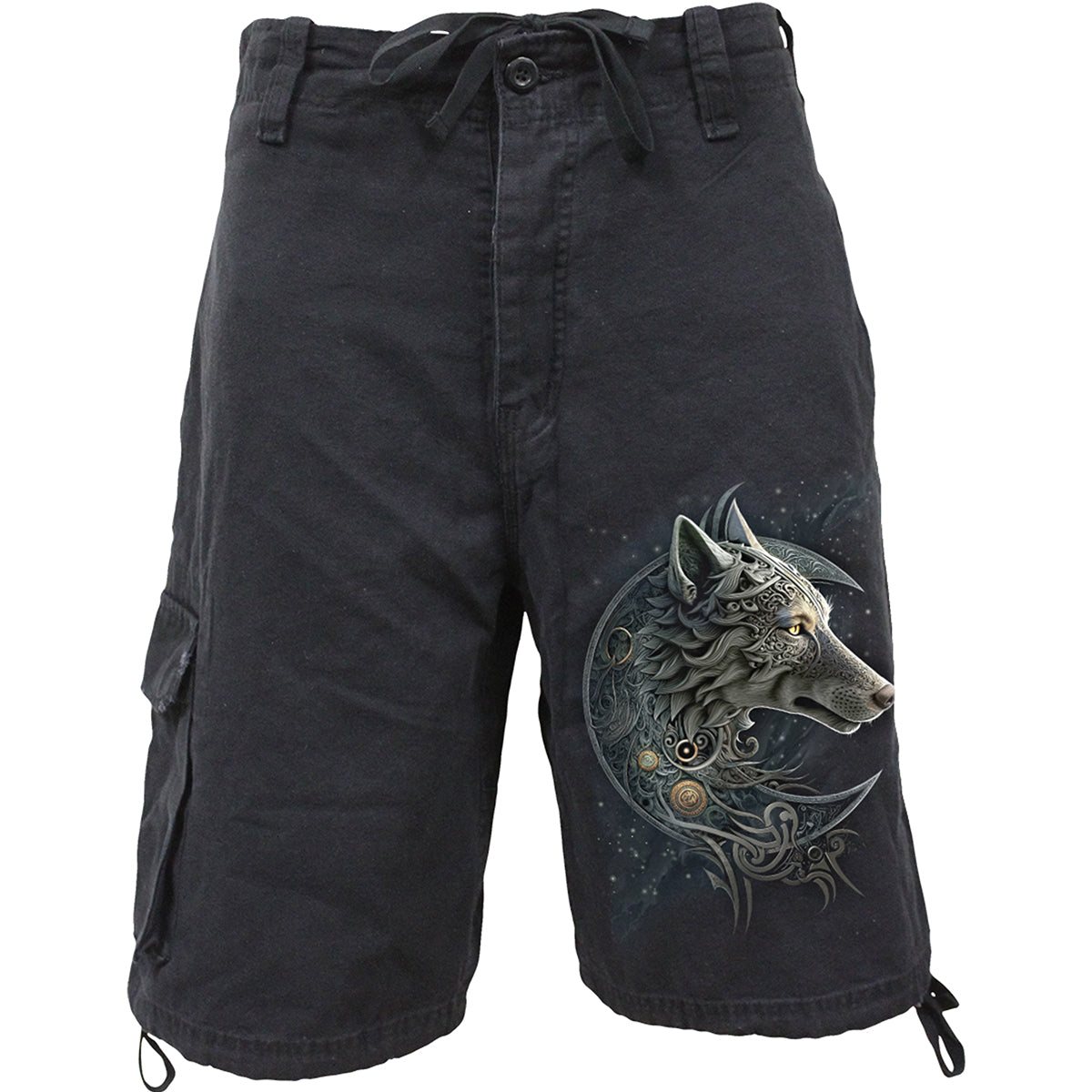 CELTIC WOLF - Vintage Cargo Shorts Black