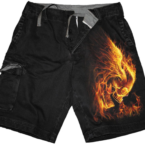 BURN IN HELL - Vintage Cargo Shorts Black